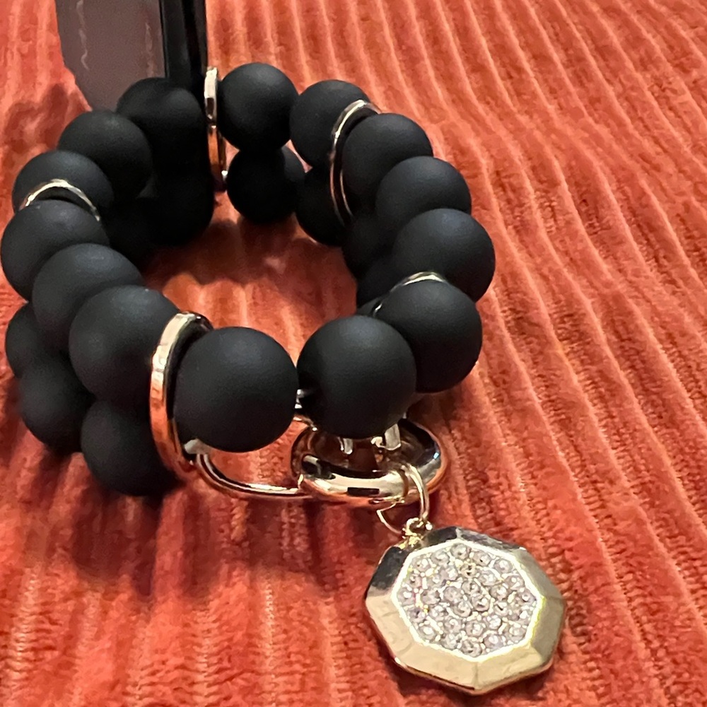 3/$18 Massini Black Bracelet with Gold Charm Lot 1080
